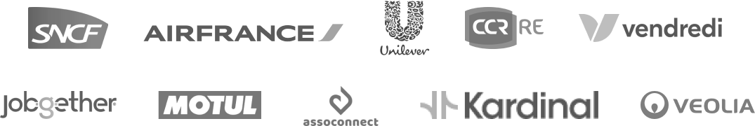 Logo clients Alltranslate : SNCF, Veolia, Unilever, CCR Re etc.